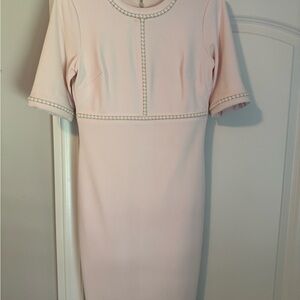 Karl Lagerfeld Soft Pink Midi Dress with Pearl Trim